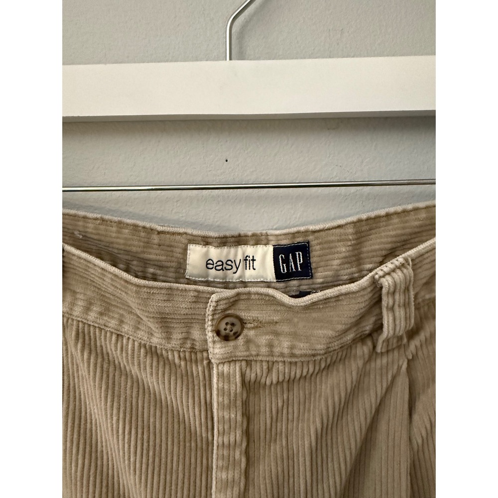 Vintage 90s Men's Gap Easy Fit Wide Wale Corduroy Pants Trousers Pleated 34x34 - Picture 4 of 7